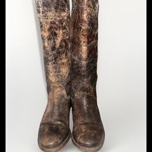 Frye Boots Womens Melissa Button Chocolate  Glazed Distressed Leather Size 6.5R